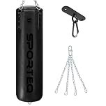 Sporteq Dyno Heavy Filled Punch Bag 3FT, 4FT & 5FT for All Ages & Genders | Punching Martial Arts Kickboxing Muay Thai Karate Boxing | Home & Commercial Gym Use (Matt Black, 5FT)