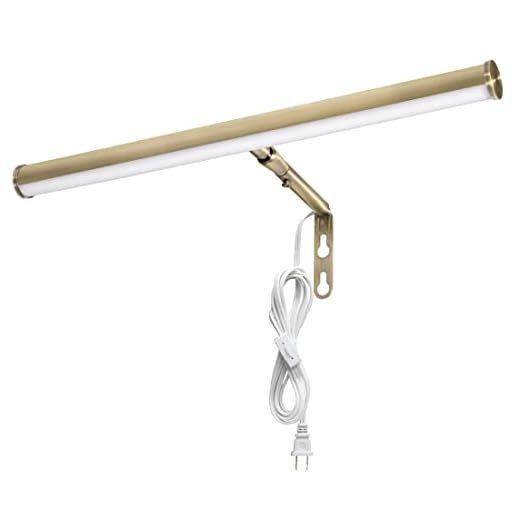 Maxxima 14 in. LED Picture Light w/Antique Brass Finish, 200 Lumens, 3000K Warm White, Integrated LED Display Wall Light w/On/Off Switch