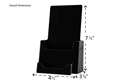 image for Rack Card Holder Holds 4”W Brochures Black Acrylic Single Pocket Cou
