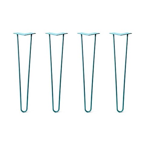 DIY Hairpin Legs 24" Heavy-Duty 4 Per Set - 100% Made in USA from Recycled Steel, Superior QA-Tested Weight Capacity - Plus Screws & Floor Protectors (3/8" Thick, Teal Quality Powder Coat) Cover