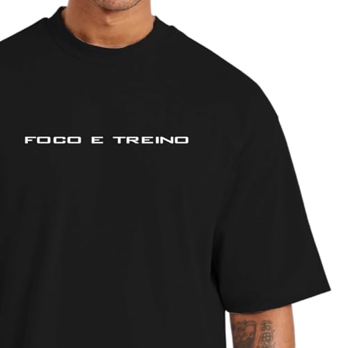 Camiseta Oversized de Algodão Masculina Ideal para Academia e Esportes Gola Redonda Estampado (BR, A