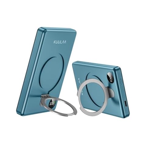 Kuulaa for MagSafe Battery Pack with Stand, 10000mAh Slim Magnetic Battery Pack, Portable Charger with LED Display, Wireless Power Bank with PD 20W USB-C Compatible iPhone 15/14/13/12 Series (Green) Cover