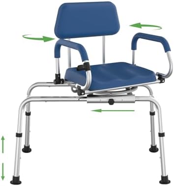 Sliding Shower Chair Tub Transfer Bench with Swivel Seat, Premium...