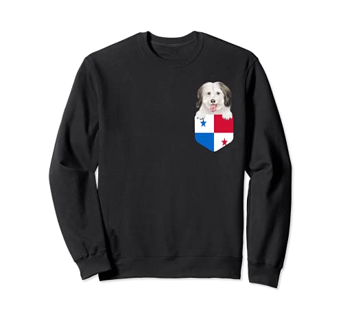 Panama Flag Coton de Tulear Dog In Pocket Sweatshirt, Black