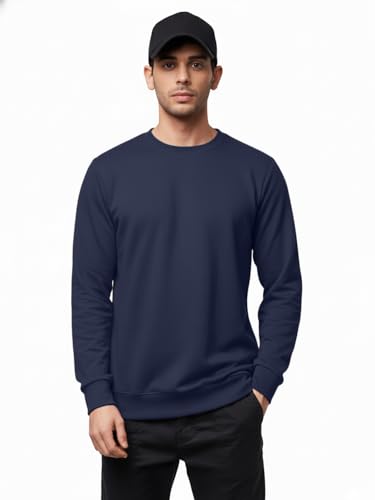 Image of LEOTUDE Men's Winter Wear Loopknit Round Neck Solid & Stylish Regular Fit Sweatshirt for Men's