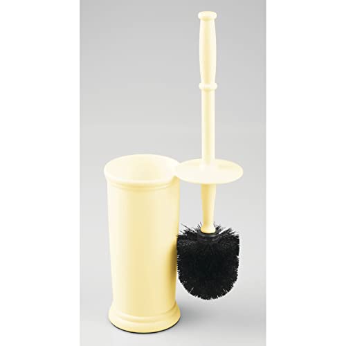 Image of mDesign Toilet Bowl Brush and Holder - Covered Bathroom Brush - Standing Scrubber in Modern Holder - Space Saving, Deep Cleaning for Toilet - Hyde Collection - Light Yellow