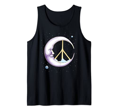 Signo de la paz Luna retro hippie Solsticio de invierno cele Camiseta sin Mangas
