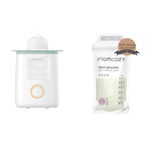 Image of Momcozy Retain Nutrients Bottle Warmer, 9-in-1 & Momcozy Temp-Sensing Breastmilk Storing Bags 200PCS