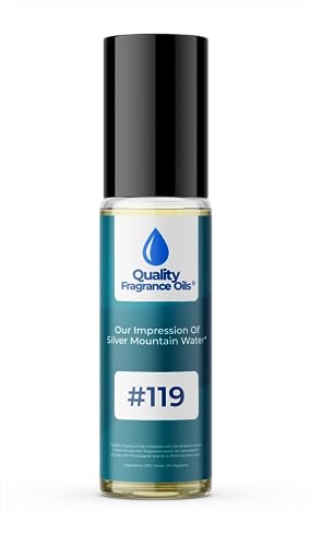 Quality Fragrance Oils' Silver Mountain Water for Men Impression #119 | Long-Lasting Perfume Oil, Alcohol-Free, Strong Scent, 10ml Roll-On | Affordable Alternative to Designer Fragrances