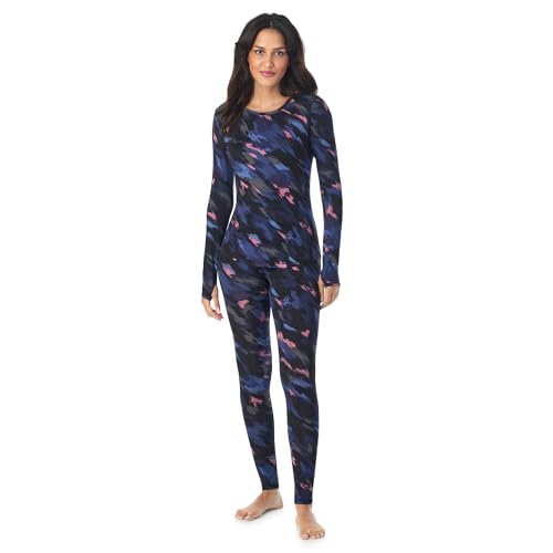 Image of Cuddl Duds Lightweight 2 Piece Active Base Layer Matching Sets for Women | Everyday Activewear, Long Sleeve Top & Leggings, Gym Workout & Fitness Clothes, Breathable Moisture Wicking Travel Lounge Set