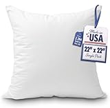 Foamily Throw Pillow Insert 22 x 22 inch Hypoallergenic 100% Virgin Fiber Bed, Sofa, Couch Decorative Indoor Pillows Made in USA