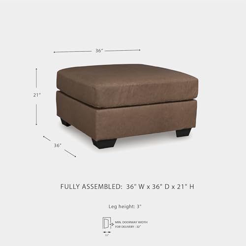 Image of Signature Design by Ashley Walker Point Contemporary Faux Leather Oversized Accent Ottoman, Light Brown