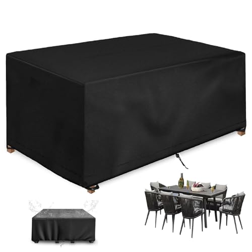 Housse salon de jardin rotin imperméable bâche table extérieur rectangulaire 420D