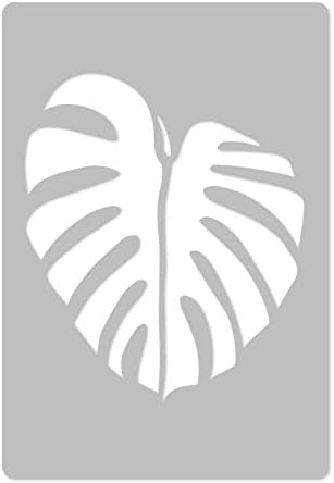 NAKLEO Reusable Plastic Wall Stencil - 43x64cm / 17" x 25" - Tropical Monstera Leaf 2 - Large Wallpaper Pattern Painting DIY Art Craft Template - Fabric Furniture Wood Canvas