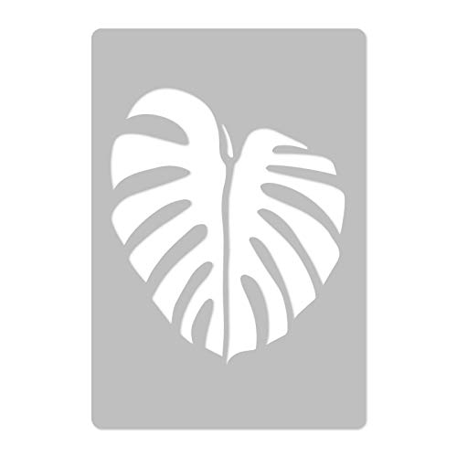 NAKLEO Reusable Plastic Wall Stencil - 43x64cm / 17" x 25" - Tropical Monstera Leaf 2 - Large Wallpaper Pattern Painting DIY Art Craft Template - Fabric Furniture Wood Canvas