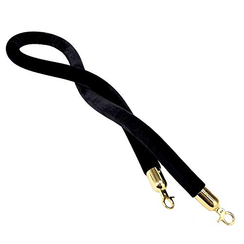 Yaekoo 2 Pack Of Velvet Stanchion Rope 4.9 Feet With Stainless Steel Hooks,Crowd Control Stanchion Post Queue Line Barrier Velvet Hanging Ropes For Movie Theaters,Grand Openings,Hotels-Black #TOP1
