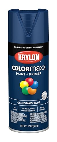 Krylon K05529007 COLORmaxx Spray Paint and Primer for Indoor/Outdoor Use, Gloss Navy Blue 12 Ounce (Pack of 1)