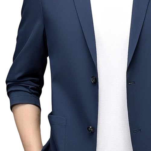 Men's Lightweight Fashion Sport Coat Summer Casual Lapel Blazer Two Button Solid Color Sunscreen Coat3