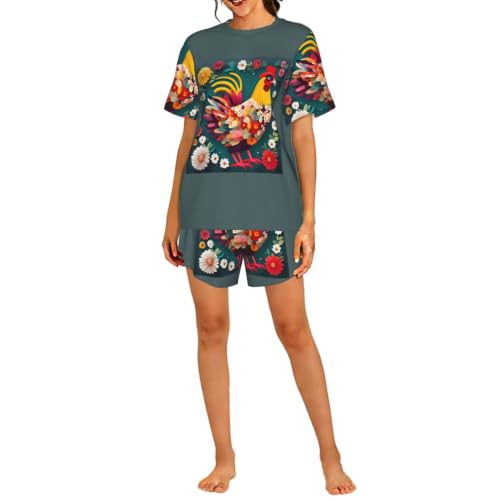 Pyjama court femme imprimé cœur fleur pour des moments de détente cocooning à la maison