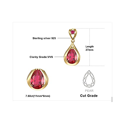 JewelryPalace-Infinito-Pendientes-Colgantes-Mujer-Plata-Oro-14k-Oro-Rosa-Pendientes-de-Gota-88ct-Rubi-Rojo-Creado-Corte-Gota-Agua-Elegantes-Pendientes-Nina-con-Piedra-Joyas-Mujer