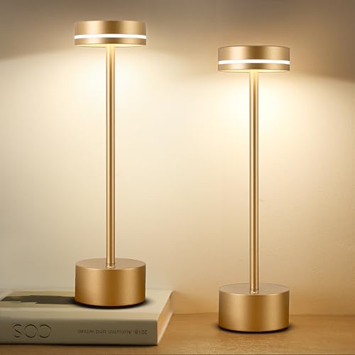 Gkeiten 2 Pack LED Cordless Table Lamp Rechargeable, 5000mAh Portable Battery Operated Desk Touch...