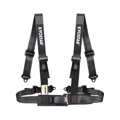 Kyostar 4 point Harness with 2'' Ultra Soft Heavy Duty Shoulder Pads Racing Safety Harness Fits Go Kart,UTV,ATV,Racing (Black-1)
