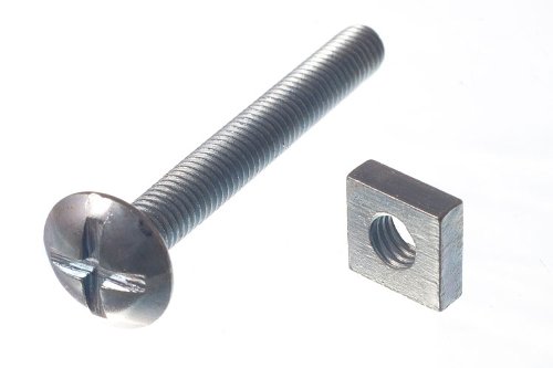 Boulonnerie de toiture M6 acier zingué 50mm avec écrous carrés robustes
