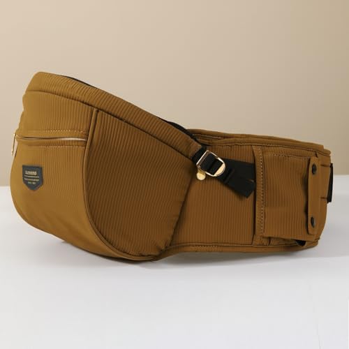 Image of SUNVENO Baby Hip Seat Carrier for Toddler, Supports up to 45 lbs, Wide Anti-Slip Seat, Adjustable Waist Belt, Quick Up Down Baby Holder, Fits 6-36 Months, Brown