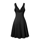 robe de soirée OverDose Soldes Robe Vintage Années 50 Pin up Femme Robe de Soirée Cocktail sans Manches Rétro Imprimé Pois, Grande Taille Sexy Ete Plage Dress