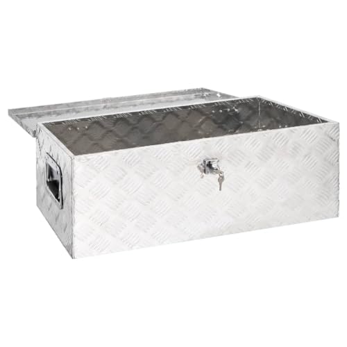 vidaXL Aufbewahrungsbox Aluminiumkoffer Aluminiumbox Lagerbox Lagerkiste Transportkoffer Transportkiste Silbern 90x47x33,5cm Aluminium