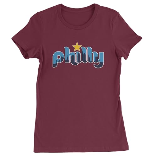 The Pxv Womens Skyline Philly Philadelphia T-Shirt Medium Maroon