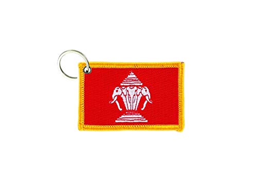 Akachafactory Porte cle cles Clef Brode Patch ecusson Badge Drapeau Laos laotien Old
