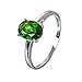 Epinki Bandas de Boda Oro Blanco de 18K Mujer Diópsido de Cromo Ovalada Anillo Cuatro Garras Verde Plateado Talla 23,5