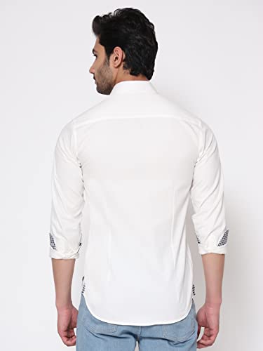 Image of SHIRT THEORY White Solid Cotton Full Sleeves Casual Shirt II Solid Cotton Shirt for Men II Stylish Shirt for Men II Men Casual Shirt II Luxury Shirts for Men ||