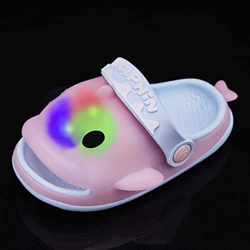 Engtoy Kids Shark Slides Toddler Cloud Shark Slides Boys Girls Lights Clogs Open Toe Dolphin Sandals Shark Slippers Non-Slip Beach Shoes Toddler 8.5-9 #TOP2