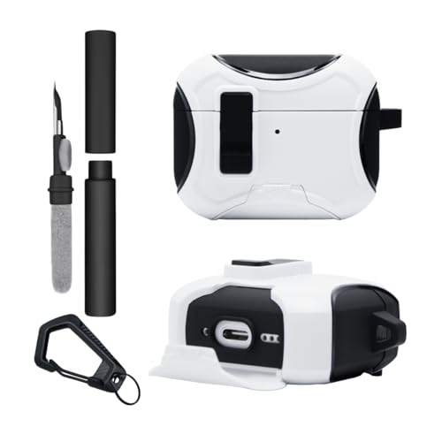 Kit Limpador para Fones e Capa Protetora Airtrek Nerdcase compatível com AirPods Pro 3, Suporte Adaptado, Preto e Branco