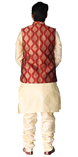 Image of Men's Silk Kurta Pajama Jacket /Waistcoat /Blazer Set