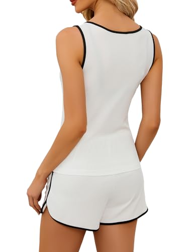 Image of YYA Women Tank & Shorts Pajama Set Loungewear Loose Fit Two-Piece Sleepwear for Summer, S-XXL