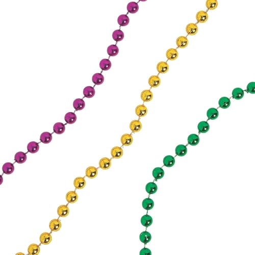 Fun Express Mardi Gras Beads Bulk 1000 Pack - Premium Purple Gold Green Bead Necklaces for Carnival Decorations, Parade Throws & Party Favors | Professional Grade Plastic Beaded Necklaces for Adults by Fun Express - Image 3