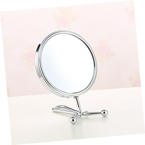 Espejo de Maquillaje Doble Cara Rotatorio para Mujer Plata miniatura 6