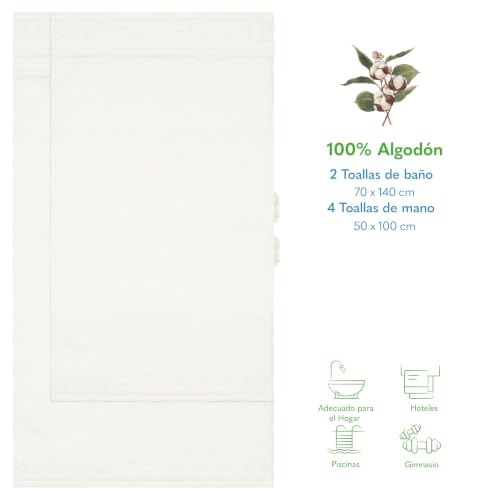 Toallas de ducha Hammetex en color crema hechas de algodón rizo suave 5