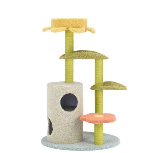 TIANYIA Katzenbaum Bunter Kratzbaum, blumenförmige Aussichtsplattform, mehrstöckige Katzenwohnung mit Hängematte und Kratzbäumen für Katzen Geschenke