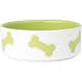 Pet Rageous 2-Cup Kool Pets Bones Bowl, White/Lime Green