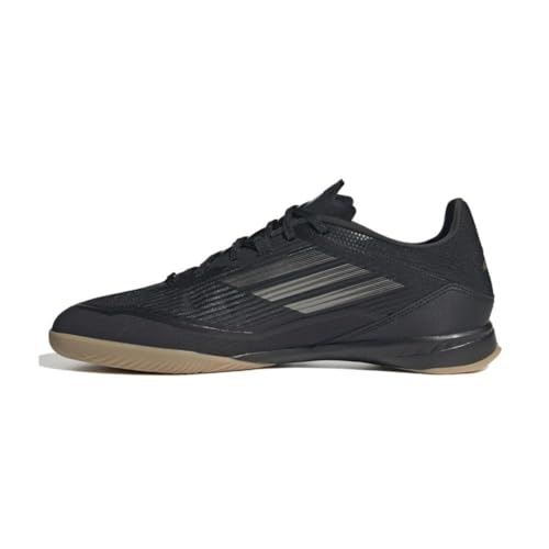 adidas Unisex F50 League Indoor Soccer Cleats Sneaker, Black/Iron Metallic/Gold Metallic, 8.5 US Men