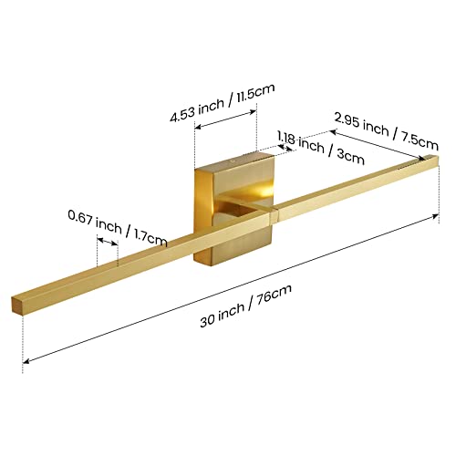 Ccycol Gold Bathroom Vanity Light Fixtures - 30 Inch Rotatable Modern Led Vanity Lights For Bathroom With 3500K Warm Light Brushed Bathroom Wall Sconce Over Mirror #TOP5
