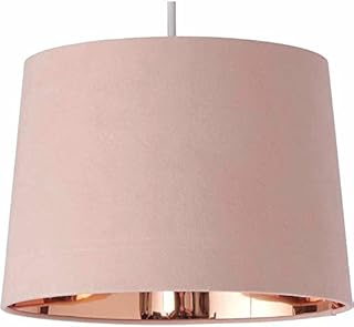 wilko Beige Gold Velvet Light Shade, Glamorous Velvet Finish Light Shade, Rose Gold Interior Light Shade, H19 x Dia28cm