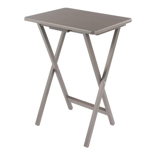 Image of Winsome Alex Set of 4 Foldable Snack Tables with Storage Rack | Easy to Store Portable Fold up Table Set for Kitchen, Living Room TV Dining, Crafts, Puzzles, Work From Home
