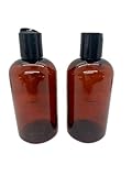 Caribbean Coastal Delights 16 oz Amber Plastic Bottle with Black Disc Cap - 2 Pack - BPA-Free and Break-Resistant - Perfect for Lotions, Creams, and Beauty Essentials