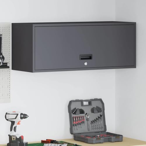 Teenpull Armario de pared con puerta de elevación de gas, color negro, 33 x 90 x 35 cm, acero recubierto de polvo, almacenamiento robusto para herramientas, oficina, hogar