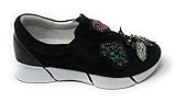  Elena Iachi Suede Black Slip On Sneakers für Damen, Schwarz - Schwarz - Größe: 37 EU